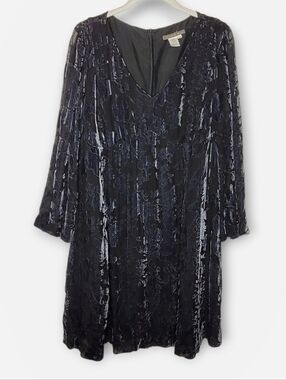 Isabella Bird Velvet Burnout Empire Waist Dress 12 Gray Dark Fairy Whimsigoth